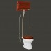 Mahogany High Tank Pull Chain Toilet With White Elongated Toilet Bowl And Brass Pipe - B00PUHFW9W
